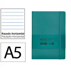 Material CUADERNO CON GOMILLA ANTARTIK NOTES TAPA BLANDA A5 HOJAS RAYAS VERDE AGUAMARINA 80 HOJAS 80 GR FSC TX69 170135