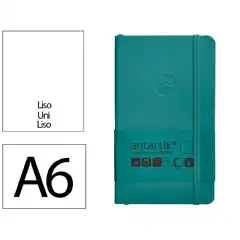Material CUADERNO CON GOMILLA ANTARTIK NOTES TAPA BLANDA A6 HOJAS LISAS VERDE AGUAMARINA 100 HOJAS 80 GR FSC TX71 170137