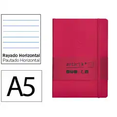 Material CUADERNO CON GOMILLA ANTARTIK NOTES TAPA BLANDA A5 HOJAS RAYAS BURDEOS 80 HOJAS 80 GR FSC TX76 170142