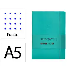 Material CUADERNO CON GOMILLA ANTARTIK NOTES TAPA BLANDA A5 HOJAS PUNTOS TURQUESA 80 HOJAS 80 GR FSC TX82 170148