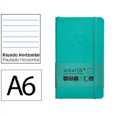 Material CUADERNO CON GOMILLA ANTARTIK NOTES TAPA BLANDA A6 RAYAS TURQUESA 100 HOJAS 80 GR FSC TX86 170152
