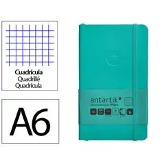 Material CUADERNO CON GOMILLA ANTARTIK NOTES TAPA BLANDA A6 CUADRICULA TURQUESA 100 HOJAS 80 GR FSC TX87 170153