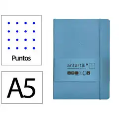 Material CUADERNO CON GOMILLA ANTARTIK NOTES TAPA BLANDA A5 HOJAS PUNTOS AZUL CLARO 80 HOJAS 80 GR FSC TX89 170155