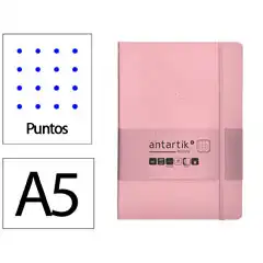 Material CUADERNO CON GOMILLA ANTARTIK NOTES TAPA BLANDA A5 HOJAS PUNTOS ROSA PASTEL 80 HOJAS 80 GR FSC TX96 170162