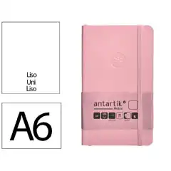 Material CUADERNO CON GOMILLA ANTARTIK NOTES TAPA BLANDA A6 HOJAS LISAS ROSA PASTEL 100 HOJAS 80 GR FSC TX99 170165