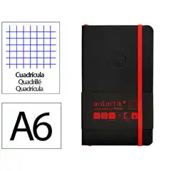 Material CUADERNO CON GOMILLA ANTARTIK NOTES TAPA BLANDA A6 CUADRICULA NEGRO Y ROJO 100 HOJAS 80 GR FSC TY09 170174