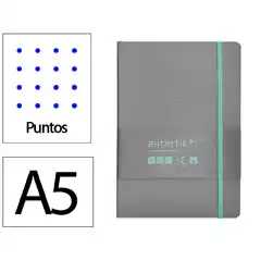 Material CUADERNO CON GOMILLA ANTARTIK NOTES TAPA BLANDA A5 HOJAS PUNTOS GRIS Y TURQUESA 80 HOJAS 80 GR FSC TY11 170176