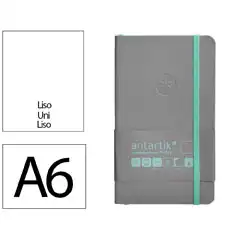 Material CUADERNO CON GOMILLA ANTARTIK NOTES TAPA BLANDA A6 HOJAS LISAS GRIS Y TURQUESA 100 HOJAS 80 GR FSC TY14 170179
