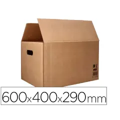 Material CAJA PARA EMBALAR Q-CONNECT AMERICANA ULTRA RESISTENTE CON ASAS CARTON CANAL DOBLE 7 MM COLOR KRAFT 600X400X290 MM KF14290 171258