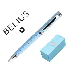 Material Papeleria  BOLIGRAFO BELIUS BELLA  ALUMINIO COLOR AZUL CELESTE PLATEADO RELIEVE TINTA AZUL BB230 171486
