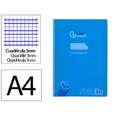CUADERNO ESPIRAL LIDERPAPEL Fº PAUTAGUIA T. PLASTICO 80H 75GR CUADRO PAUTADO 3MM CON MARGEN COLOR VERDE BE41 6755