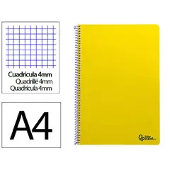 CUADERNO ESPIRAL LIDERPAPEL Fº SMART T. BLANDA 80H 60GR CUADRO 4MM CON MARGEN COLOR AMARILLO BF93 8178 171895