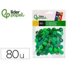 Material BLISTER POMPONES TONOS VERDES 15 MM 80U MX26 172201
