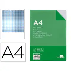 RECAMBIO LIDERPAPEL A4 100 HJ 60G/M2 MILIMETRADO SIN MARGEN 16 TALADROS RF14 18657