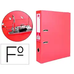 ARCHIVADOR DE PALANCA LIDERPAPEL Fº DOCUMENTA FORRADO PVC CON RADO LOMO 75MM ROJO COMPRESOR METALICO AZ33 21149