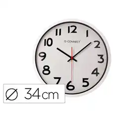 Material RELOJ Q-CONNECT DE PARED PLASTICO OFICINA REDONDO 34 CM MARCO BLANCO KF15591 22368