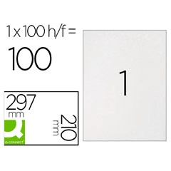 ETIQUETA ADHESIVA Q-CONNECT KF10664 TAMAÑO 210X297 MM FOTOCOPIADORA LASER INK-JET CAJA CON 100 HJ DIN A4 KF10664 25216