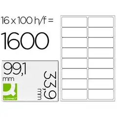ETIQUETA ADHESIVA Q-CONNECT KF01584 TAMAÑO 99,1X33,9 MM FOTOCOPIADORA LASER INK-JET CAJA CON 100 HJ DIN A4 KF01584 25217