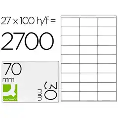 ETIQUETA ADHESIVA Q-CONNECT KF10642 TAMAÑO 70X30 MM FOTOCOPIADORA LASER INK-JET CAJA CON 100 HJ DIN A4 KF10642 25680