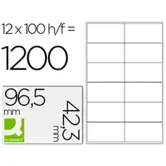 ETIQUETA ADHESIVA Q-CONNECT KF10652 TAMAÑO 96,5X42,3 MM FOTOCOPIADORA LASER INK-JET CAJA CON 100 HJ DIN A4 KF10652 25682