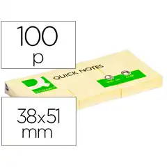 BLOC DE NOTAS ADHESIVAS QUITA Y PON Q-CONNECT 38X51 MM CON 100 HJ KF10500 25939
