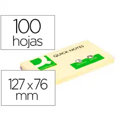 BLOC DE NOTAS ADHESIVAS QUITA Y PON Q-CONNECT 76X127 MM CON 100 HJ KF10503 25942