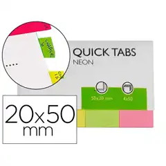 Material BANDERITAS SEPARADOR Q-CONNECT 20X50 MM FLUO PACK DE 4 CON 50 HJ KF01226 25944