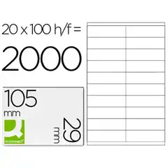 ETIQUETA ADHESIVA Q-CONNECT KF26093 TAMAÑO 105X29 MM FOTOCOPIADORA LASER INK-JET CAJA 100 H DIN A4 ESP.HACIENDA KF26093 26476