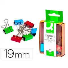 PINZA METALICA Q-CONNECT REVERSIBLE 19 MM CAJA DE 6 UDS COLORES SURTIDOS KF02035 28733