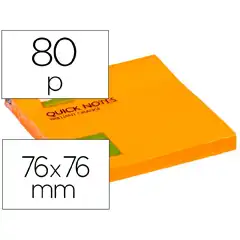 BLOC DE NOTAS ADHESIVAS QUITA Y PON Q-CONNECT 76X76 MM NARANJA NEON 80 HJ KF10517 29131
