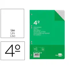 RECAMBIO LIDERPAPEL CUARTO 100 HJ 60G/M2 LISO SIN MARGEN 6 TALADROS RC13 29682