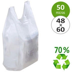 BOLSA CAMISETA RECICLADA 70% BLANCA 50 MC 48X60 CM LIDERPAPEL 160090 3004047