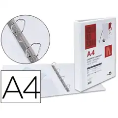 CARPETA CANGURO 4 ANILLAS MIXTAS 25MM LIDERPAPEL A4 PLASTICO BLANCA KG42 31323