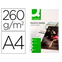 PAPEL Q-CONNECT FOTO GLOSSY KF02163 DIN A4 ALTA CALIDAD DIGITAL PHOTO PARA INK-JET BOLSA DE 20 HJ DE 260 GR KF02163 31614
