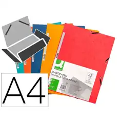 CARPETA Q-CONNECT GOMAS KF02174 CARTON SIMIL-PRESPAN SOLAPAS 320X243 MM COLORES SURTIDOS KF02174 31630