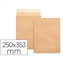 Material SOBRE LIDERPAPEL BOLSA N.11 KRAFT FÂº PROLONGADO 250X353MM TIRA DE SILICONA CAJA 250 UDS SB54 31943