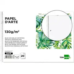Material BLOC DIBUJO ARTISTICO A4 SIN RECUADRO 2 TALADROS 130GR LIDERPAPEL DA08 32013