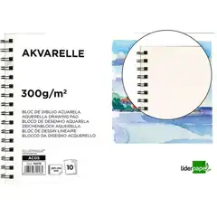 Material BLOC DIBUJO ACUARELA A4 ENCOLADO 295X210 MM 10HJ 300GR SIN RECUADRO 32018
