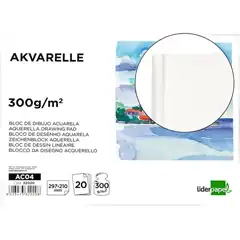 Material BLOC DIBUJO LIDERPAPEL ACUARELA ENCOLADO 210X297MM 20 HJ 300G/M2 SIN RECUADRO AC04 32020