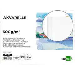 Material BLOC DIBUJO LIDERPAPEL ACUARELA ENCOLADO 297X420MM 20 HJ 300G M2 SIN RECUADRO AC01 32021
