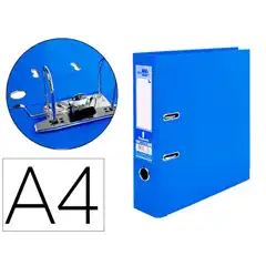 ARCHIVADOR DE PALANCA LIDERPAPEL A4 DOCUMENTA FORRADO PVC CON RADO LOMO 75MM AZUL COMPRESOR METALICO AZ24 32053