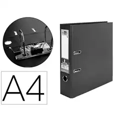ARCHIVADOR DE PALANCA LIDERPAPEL A4 DOCUMENTA FORRADO PVC CON RADO LOMO 75MM NEGRO COMPRESOR METALICO AZ26 32054