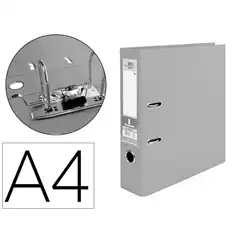ARCHIVADOR DE PALANCA LIDERPAPEL A4 DOCUMENTA FORRADO PVC CON RADO LOMO 75MM GRIS COMPRESOR METALICO AZ25 32055