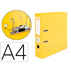 ARCHIVADOR DE PALANCA LIDERPAPEL A4 DOCUMENTA FORRADO PVC CON RADO LOMO 75MM AMARILLO COMPRESOR METALICO AZ23 32056