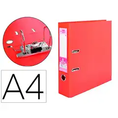 ARCHIVADOR DE PALANCA LIDERPAPEL A4 DOCUMENTA FORRADO PVC CON RADO LOMO 75MM ROJO COMPRESOR METALICO AZ27 32057