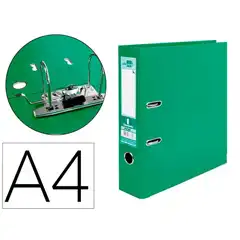 ARCHIVADOR DE PALANCA LIDERPAPEL A4 DOCUMENTA FORRADO PVC CON RADO LOMO 75MM VERDE COMPRESOR METALICO AZ28 32058