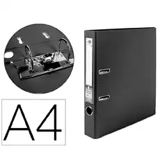 ARCHIVADOR DE PALANCA LIDERPAPEL A4 DOCUMENTA FORRADO PVC CON RADO LOMO 52MM NEGRO COMPRESOR METALICO AY06 32060