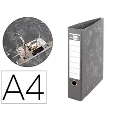 ARCHIVADOR DE PALANCA LIDERPAPEL A4 CARTON FORRADO SIN RADO LOMO 80MM NEGRO COMPRESOR METALICO AZ07 32076