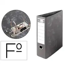 ARCHIVADOR DE PALANCA LIDERPAPEL Fº CARTON FORRADO SIN RADO LOMO 80MM NEGRO COMPRESOR METALICO AZ08 32077