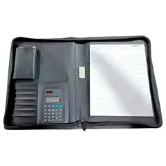 CARPETA PORTAFOLIOS A4 CREMALLERA CON BOLSA PARA MOVIL CALCULADORA Y TARJETERO NEGRO Q-CONNECT (32373)